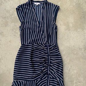 Lucy Paris Navy and White Striped Above the Knee Dress fit and flare with V neck